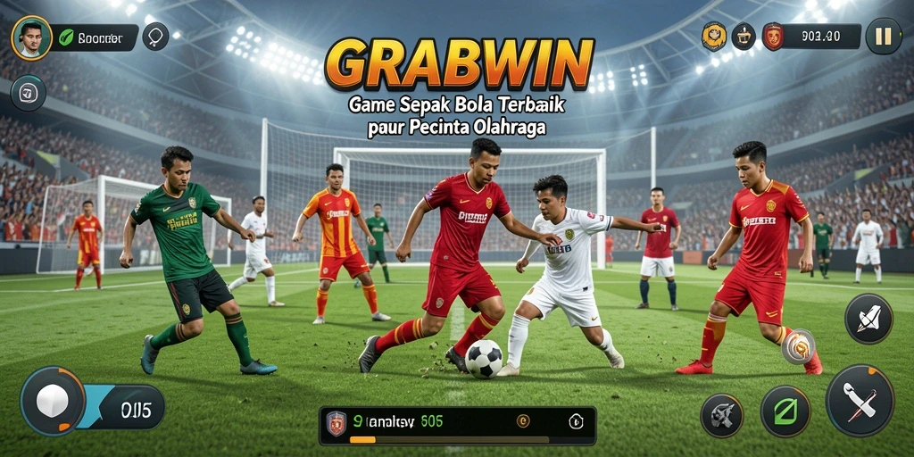 Tampilan utama gameplay <strong>GRABWIN</strong> yang penuh aksi di lapangan sepak bola.