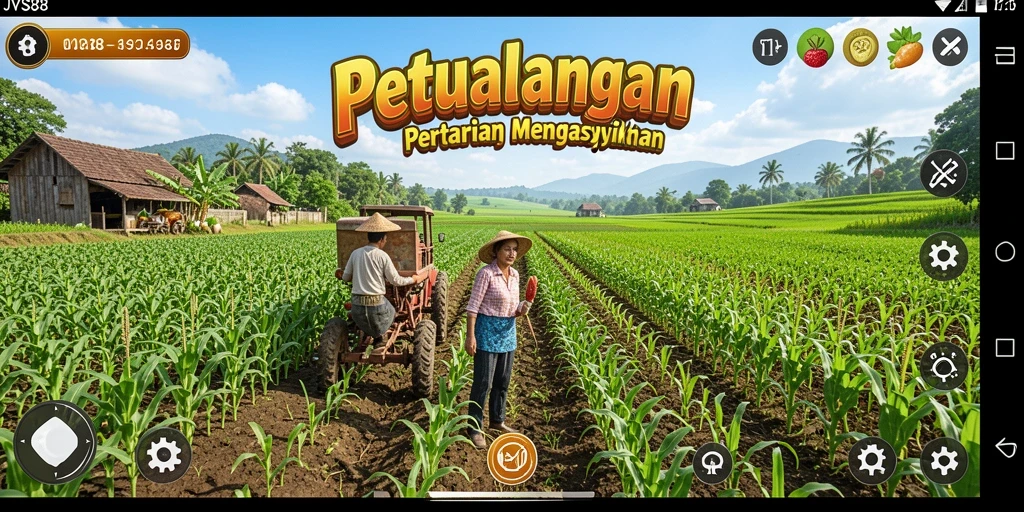 Tangkapan layar utama JVS88 menampilkan kehidupan pertanian yang aktif dan menarik.