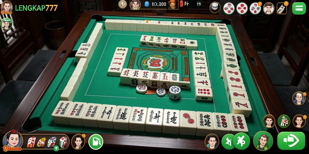 Tampilan gameplay menarik dari LENGKAP777 saat menyelesaikan teka-teki Mahjong.