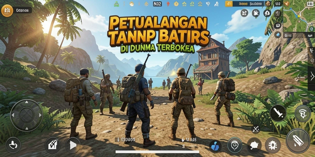 Screenshot gameplay N32 yang menunjukkan dunia terbuka dan bebas eksplorasi.