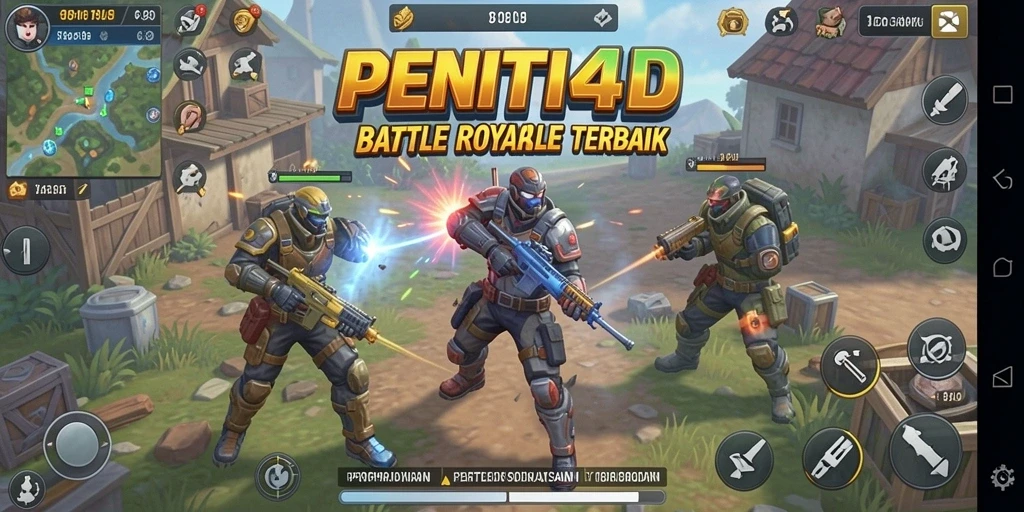 Tangkapan layar dari gameplay intens PENITI4D di medan perang Battle Royale.