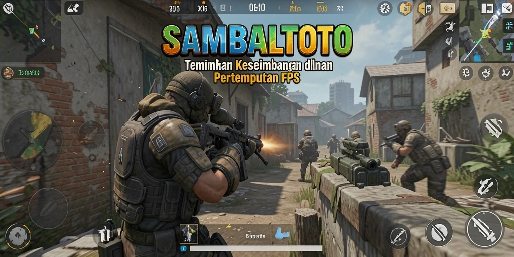 Tangkapan layar gameplay SAMBALTOTO yang menampilkan aksi FPS intens.