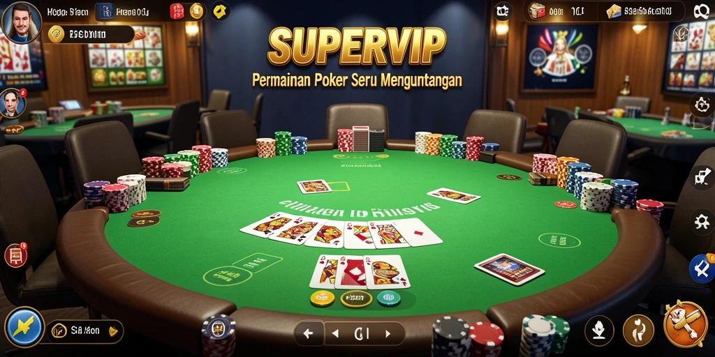 Tampilan gameplay poker yang menarik dan interaktif di SUPERVIP.