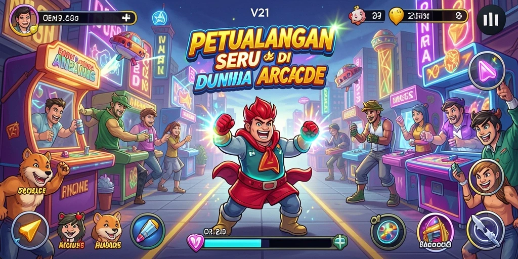 Tangkapan layar menunjukkan aksi seru gameplay Arcade V21.