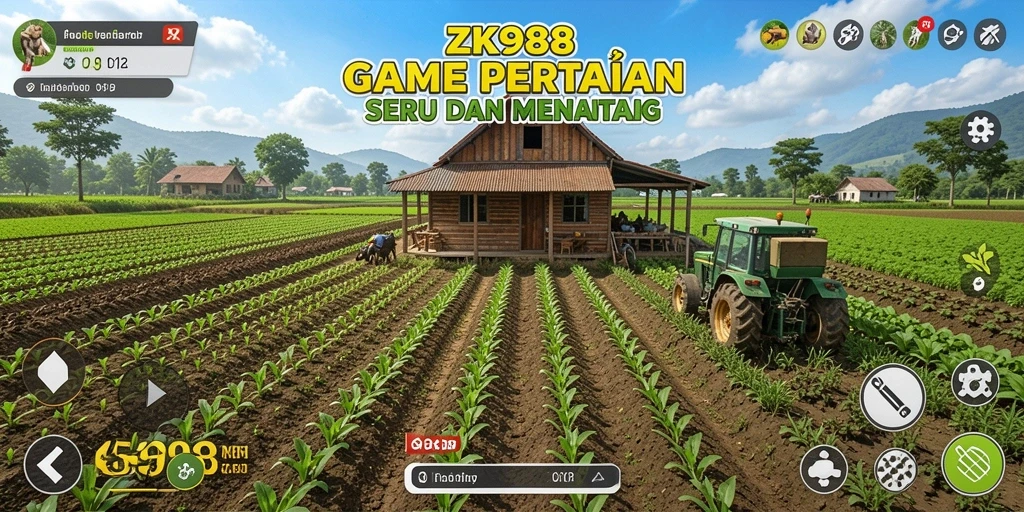 Screenshot gameplay ZK988 menampilkan suasana bertani yang menarik.